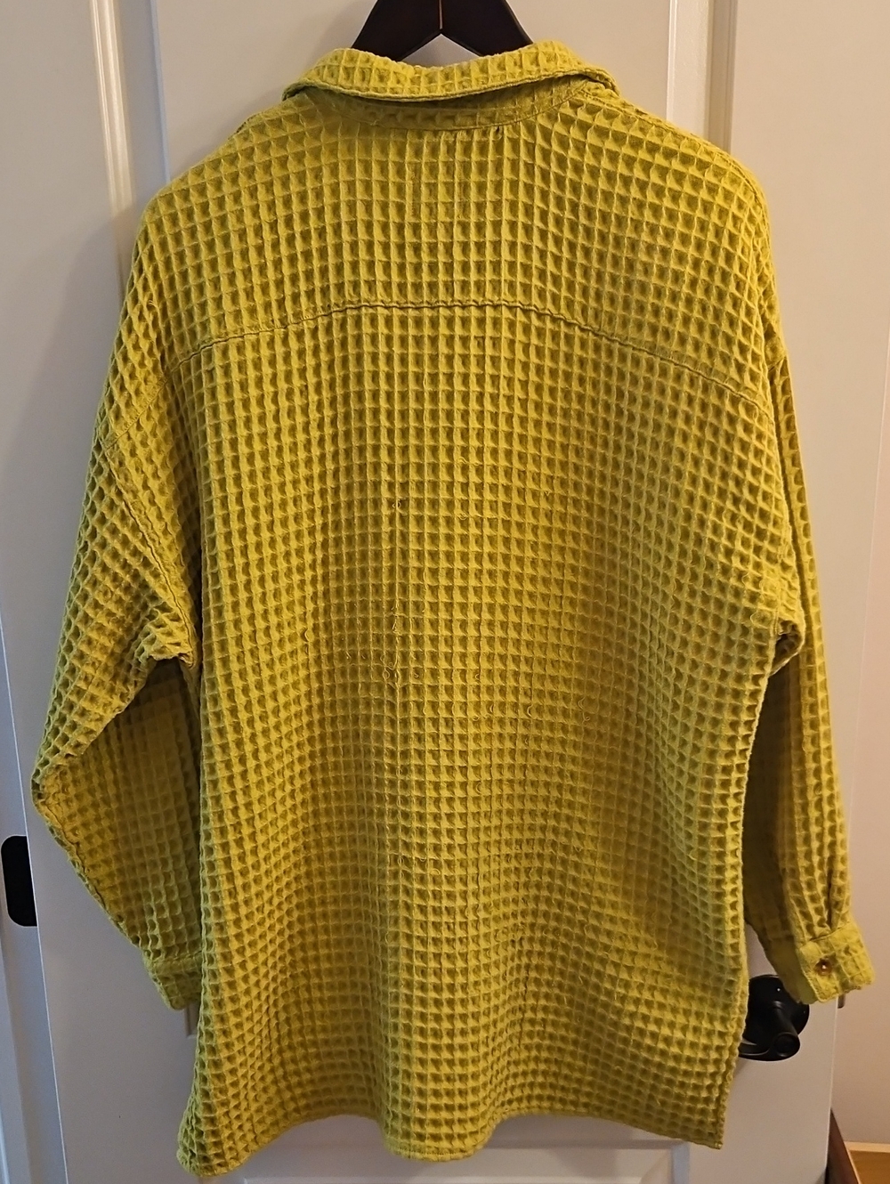 BDG Stanley Waffle Knit Shacket Lime Green Oversized, S, Flawed, Distressing - Picture 4 of 14